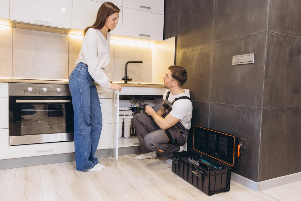 Intérieur de salle de bain avec baignoire blanche et carrelage mural